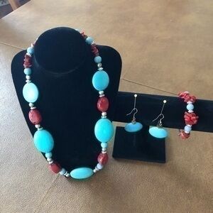 Coral and Turquoise Necklace Set